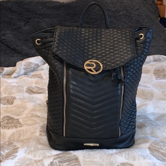 Rampage Bags Rampage Quilted Black Backpack With Gold Accents